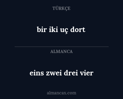 bir iki uç dort - eins zwei drei vier