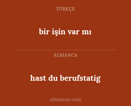 hast du berufstatig - bir işin var mı