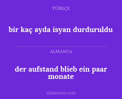 der aufstand blieb ein paar monate - bir kaç ayda isyan durduruldu