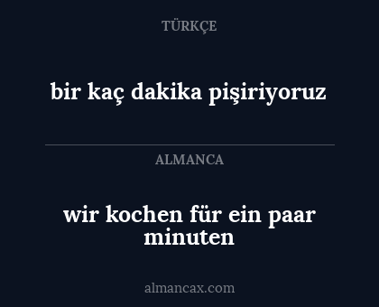 wir kochen für ein paar minuten - bir kaç dakika pişiriyoruz