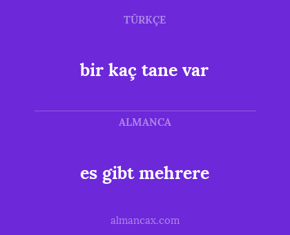 es gibt mehrere - bir kaç tane var