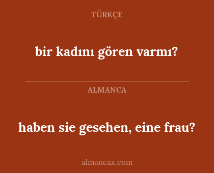 haben sie gesehen, eine frau? - bir kadını gören varmı?