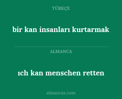 ıch kan menschen retten - bir kan insanları kurtarmak