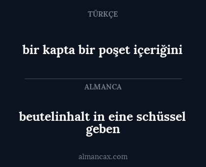 bir kapta bir poşet içeriğini - beutelinhalt in eine schüssel geben