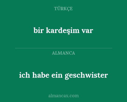 bir kardeşim var - ich habe ein geschwister