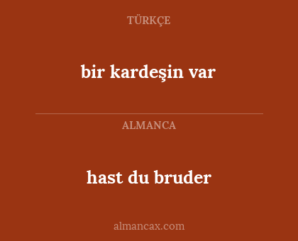 hast du bruder - bir kardeşin var