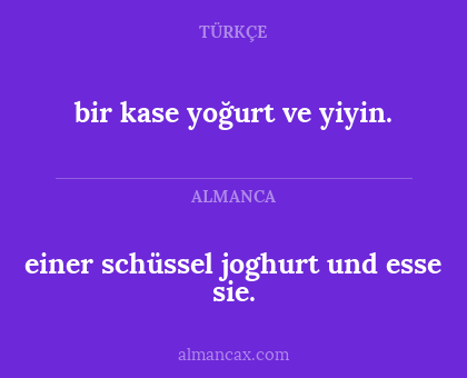 bir kase yoğurt ve yiyin. - einer schüssel joghurt und esse sie.