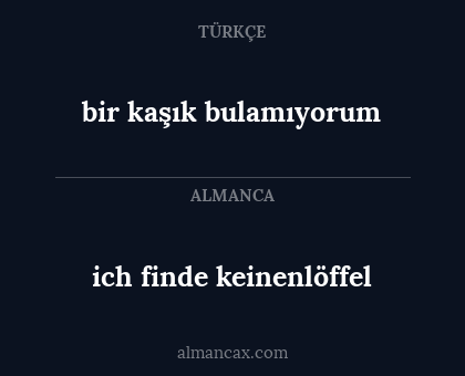 bir kaşık bulamıyorum - ich finde keinenlöffel