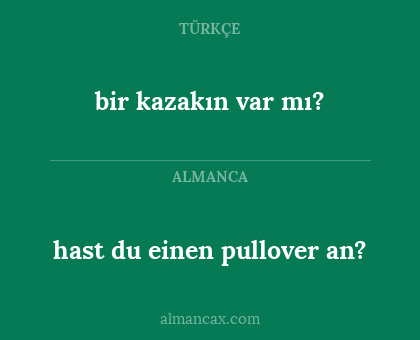bir kazakın var mı? - hast du einen pullover an?