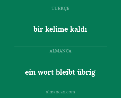 ein wort bleibt übrig - bir kelime kaldı