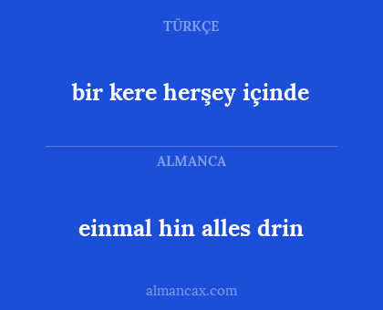 einmal hin alles drin - bir kere herşey içinde