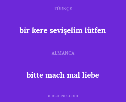 bir kere sevişelim lütfen - bitte mach mal liebe