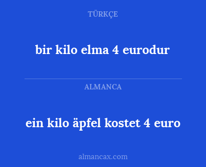 bir kilo elma 4 eurodur - ein kilo äpfel kostet 4 euro