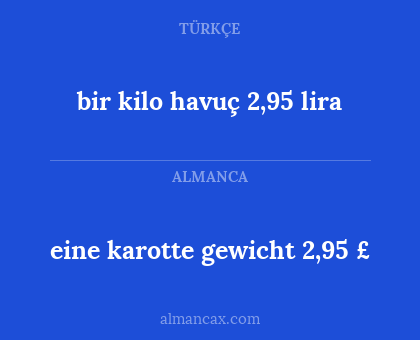 bir kilo havuç 2,95 lira - eine karotte gewicht 2,95 £