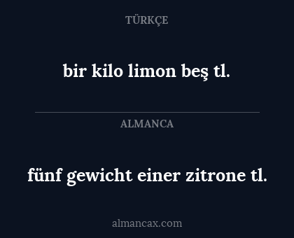 fünf gewicht einer zitrone tl. - bir kilo limon beş tl.