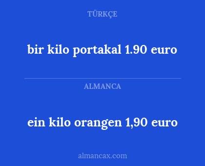 ein kilo orangen 1,90 euro - bir kilo portakal 1.90 euro
