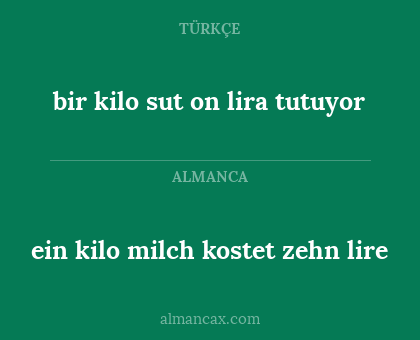 ein kilo milch kostet zehn lire - bir kilo sut on lira tutuyor