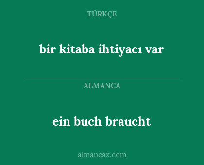 ein buch braucht - bir kitaba ihtiyacı var