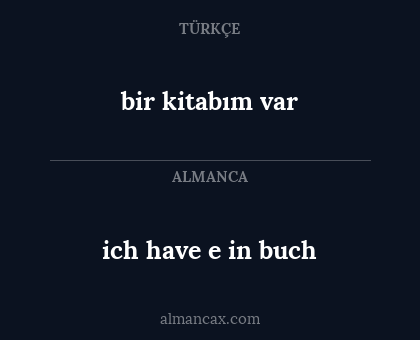 bir kitabım var - ich have e in buch