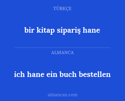 ich hane ein buch bestellen - bir kitap sipariş hane