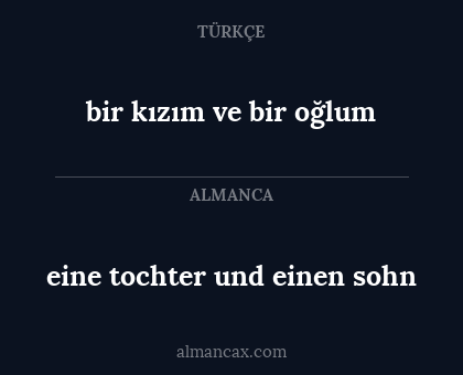 bir kızım ve bir oğlum - eine tochter und einen sohn
