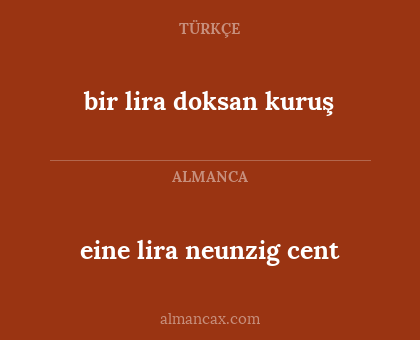 eine lira neunzig cent - bir lira doksan kuruş