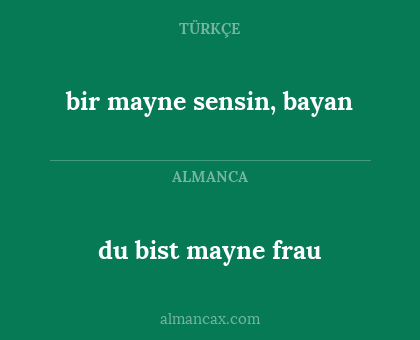 bir mayne sensin, bayan - du bist mayne frau