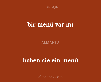 bir menü var mı - haben sie ein menü
