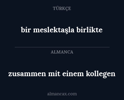 zusammen mit einem kollegen - bir meslektaşla birlikte