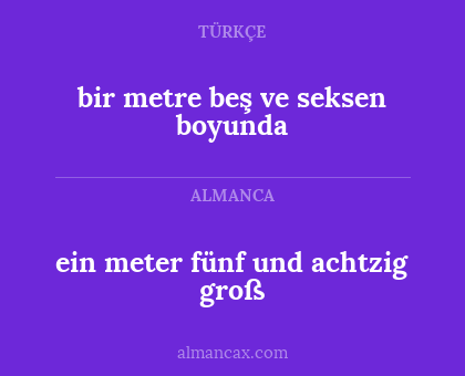 bir metre beş ve seksen boyunda - ein meter fünf und achtzig groß