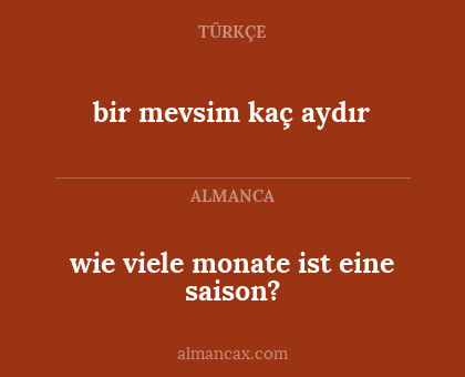 bir mevsim kaç aydır - wie viele monate ist eine saison?
