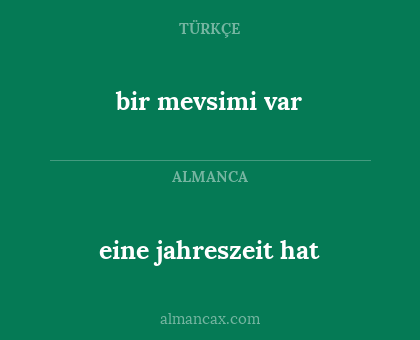 eine jahreszeit hat - bir mevsimi var