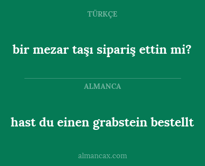 hast du einen grabstein bestellt - bir mezar taşı sipariş ettin mi?