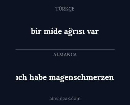 ıch habe magenschmerzen - bir mide ağrısı var