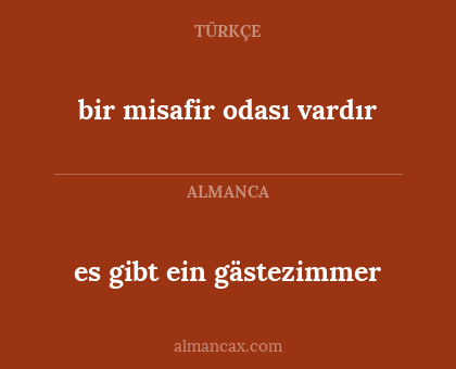 es gibt ein gästezimmer - bir misafir odası vardır