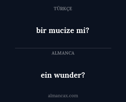 ein wunder? - bir mucize mi?