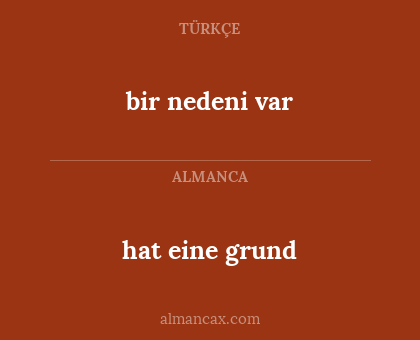 hat eine grund - bir nedeni var
