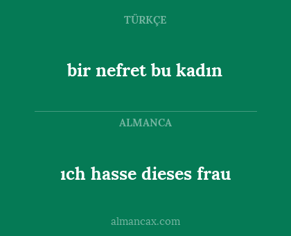bir nefret bu kadın - ıch hasse dieses frau