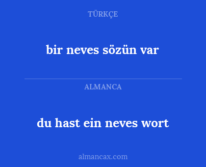 bir neves sözün var - du hast ein neves wort