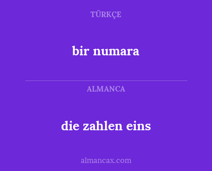 die zahlen eins - bir numara
