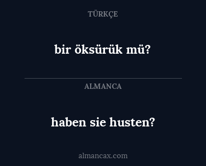 bir öksürük mü? - haben sie husten?