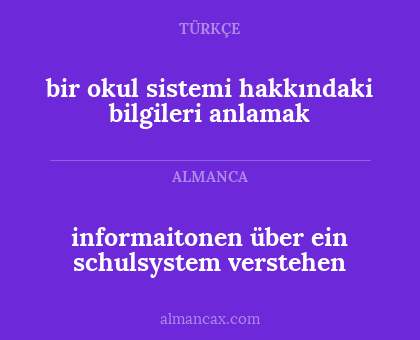 informaitonen über ein schulsystem verstehen - bir okul sistemi hakkındaki bilgileri anlamak