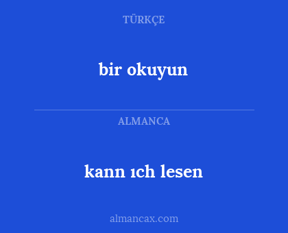 bir okuyun - kann ıch lesen