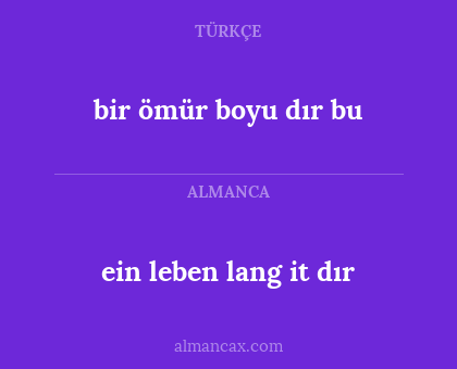 ein leben lang it dır - bir ömür boyu dır bu