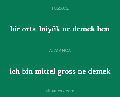 bir orta-büyük ne demek ben - ich bin mittel gross ne demek