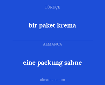 eine packung sahne - bir paket krema