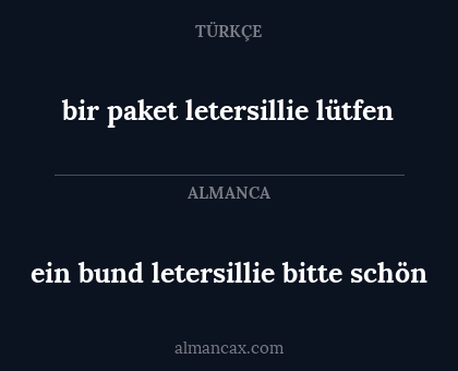 ein bund letersillie bitte schön - bir paket letersillie lütfen