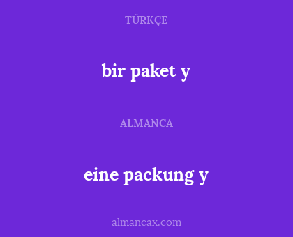 bir paket y - eine packung y
