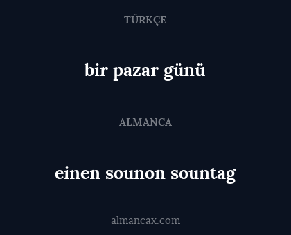 bir pazar günü - einen sounon sountag