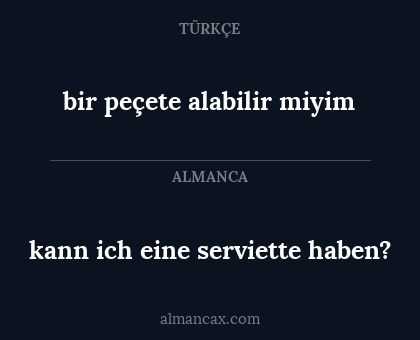 kann ich eine serviette haben? - bir peçete alabilir miyim